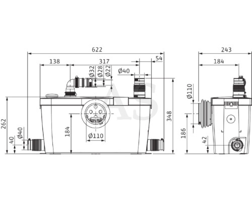 Канализационная насосная станция Сололифт Wilo-Hisewlift 3-35 (4191677)