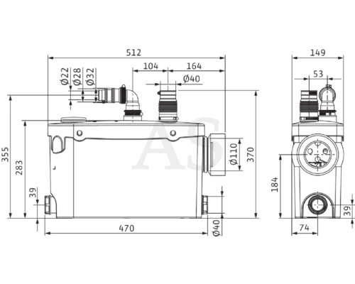 Каналізаційна насосна станція сололіфт Wilo-Hisewlift 3-I35 (4191674)