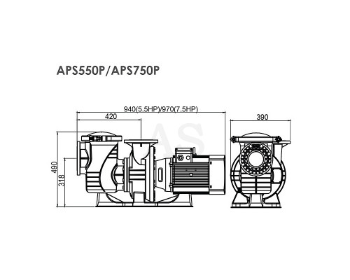 Насос для бассейна Emaux APS750P (380 В, 105 м3/год, 7.5 HP)
