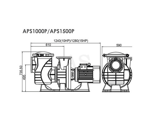 Насос для бассейна Emaux APS1500P (380 В, 250 м3/год, 15 HP)