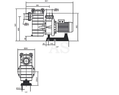 Насос для бассейна Hayward HCP38553E1 KAP550 T1.B (380 В, 76 м3/год, 5.5 HP)