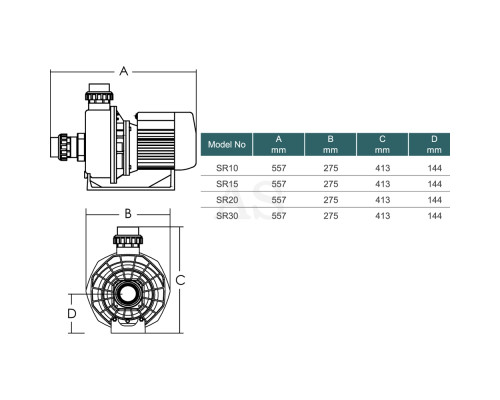 Насос для бассейна Emaux SR20 (220 В, 27 м3/год, 2.0 HP)