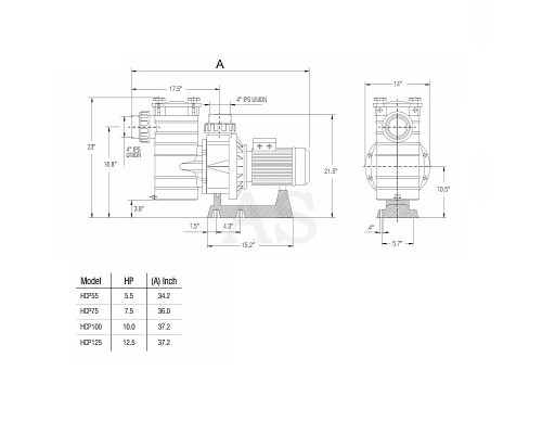 Насос для бассейна Hayward HCP401253E1 KAN1270 T2.B (380 В, 137 м3/год, 12.5 HP)