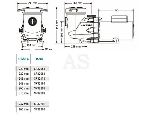 Насос для бассейна Hayward Tristar SP32201 (220 В, 28 м3/год, 2 HP)
