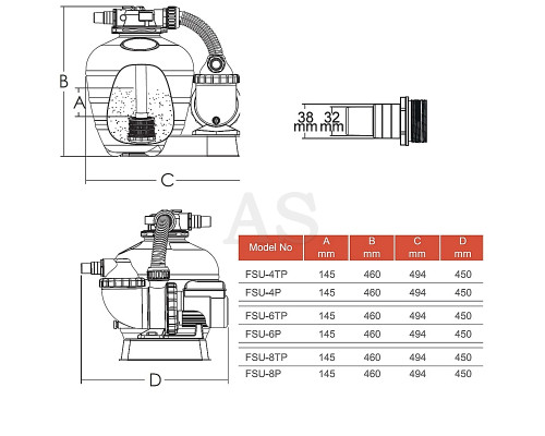 Фільтраційна установка Emaux FSU-8TP (8 м3/год, D300)