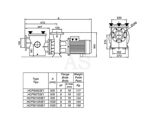 Насос для бассейна Hayward HCP50103E17 (380 В, 109 м3/год, 10 HP)