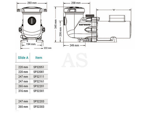 Насос для бассейна Hayward Tristar SP32161 (220 В, 23.5 м3/год, 1.5 HP)