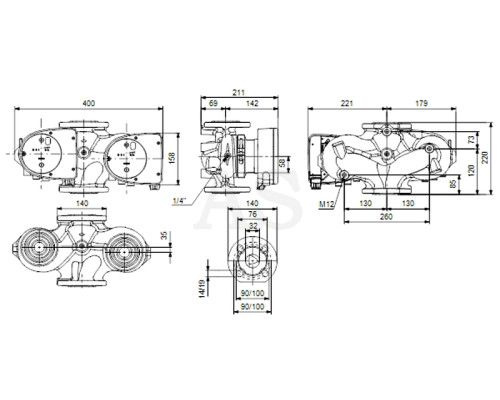 Циркуляційний насос Grundfos Magna1 D 32-80 F 220 PN6/10 (99221279)