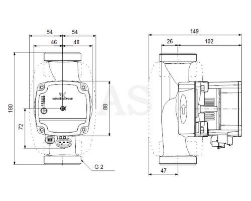 Циркуляционный насос Grundfos ALPHA1 L 32-60 180 (99160590)