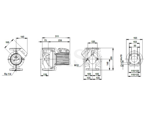 Циркуляційний насос Grundfos UPS 50-120 F 280 1x230V PN6/10 (96402101)