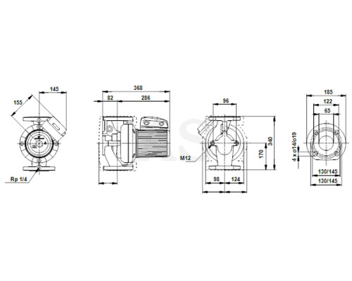 Циркуляційний насос Grundfos UPS 65-185 F 340 3x400-415V PN6/10 (96430298)