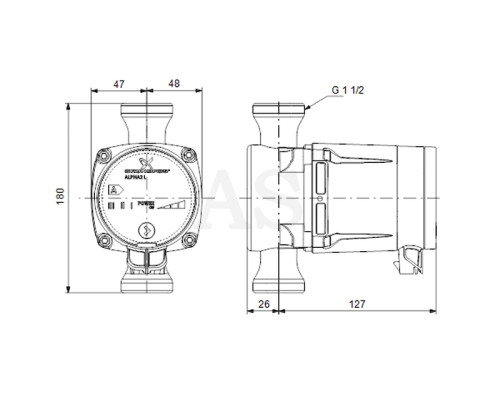 Циркуляційний насос Grundfos Alpha2 L 25-60 N 180 (98288707)