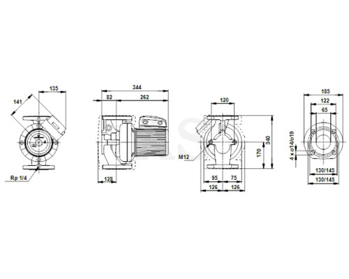 Циркуляційний насос Grundfos UPS 65-60/2 F 340 1x230V PN6/10 (96402258)