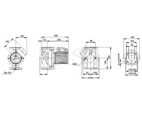 Циркуляційний насос Grundfos UPS 50-185 F 280 3x400-415V PN6/10 (96430297)