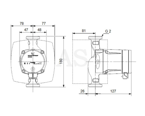 Циркуляційний насос Grundfos ALPHA2 L 32-60 180 (95047566)