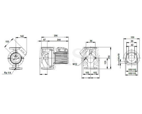 Циркуляційний насос Grundfos UPS 40-185 F 250 3x400-415V PN6/10 (96430296)
