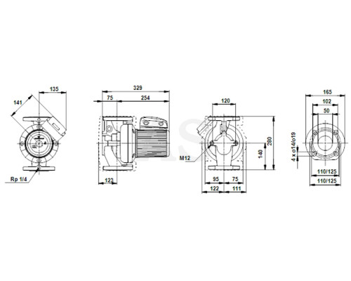 Циркуляційний насос Grundfos UPS 50-60/2 F 280 1x230V PN6/10 (96402053)