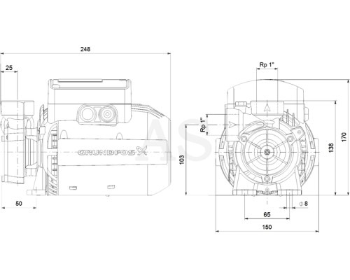 Поверхневий вихровий насос Grundfos PF 1-30 (98904984)