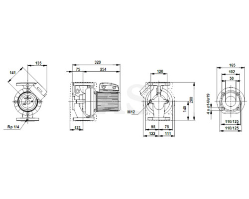 Циркуляційний насос Grundfos UPS 50-60/2 F 280 3x400-415V PN6/10 (96402055)