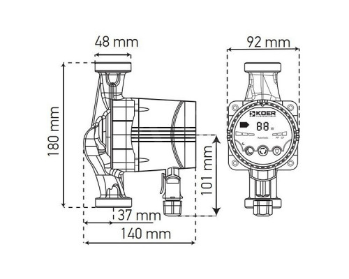 Циркуляційний насос опалення Koer KP.N25/6-180 (KP0247)