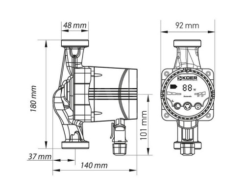 Циркуляційний насос опалення Koer KP.N25/6-180 (KP0247)