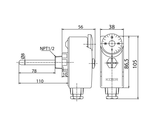 Термостат механический погружной KOER KR.1350 (0…+90*C) (KP2775)