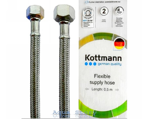 Шланг в нержавеющей оплетке для воды Kottmann 3/8" x 1/2" 40 см