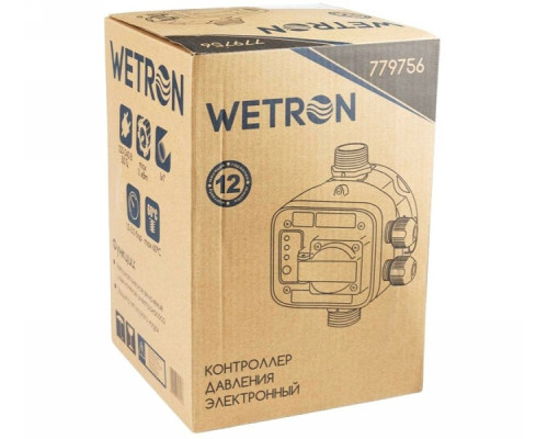 Контроллер давления электронный 1.1кВт Ø1"+розетка Wetron (779756)