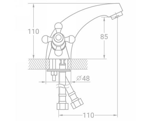 Змішувач VD 1/2 "для раковини литий на шпильці TAU (VD-2A161C)
