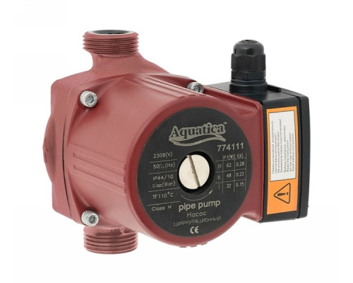 Насос циркуляційний 65Вт Hmax 4м Qmax 63л/хв Ø1½ "180мм + гайки Ø1" Aquatica (774112)