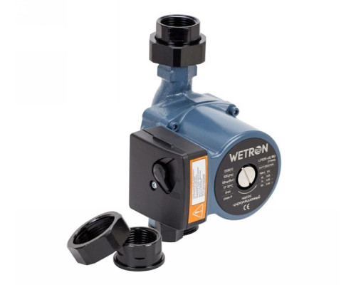 Насос циркуляційний 100Вт Hmax 6м Qmax 75л/хв Ø1½ 180мм + гайки Ø1 Wetron (774532)