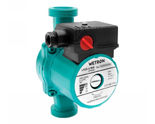 Насос циркуляційний 100Вт Hmax 6м Qmax 50л/хв Ø1½ 180мм Ø1 Wetron (774332)