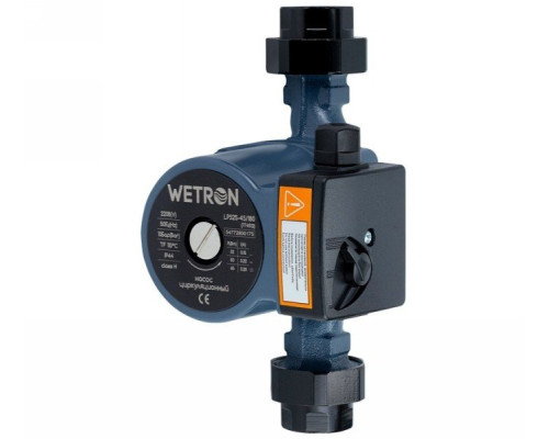 Насос циркуляційний 65Вт Hmax 4м Qmax 63л/хв Ø1 1/2 "180мм + гайки Ø1" Wetron (774512)