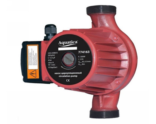 Насос циркуляційний 0.5кВт Hmax 12м Qmax 190л/хв Ø2 "220мм + гайки Ø1¼" Aquatica (774163)