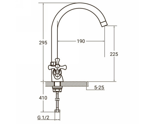 Змішувач PL 1/2 "для кухні гусак високий вухо на гайці Aquatica (PL-4B455C)