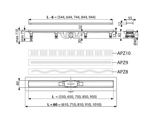 Водосточный желоб AlcaPlast APZ10-650M +подарок