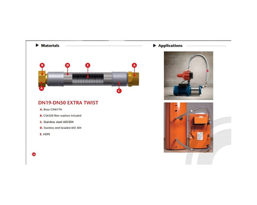 Шланг антивібраційний прямий TUCAI EXTRA TWIST 1" 0,5 м. RIVER MG-1-500 204741
