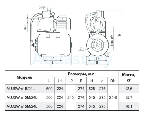 Насосна станція AUJSWm10M/24L Насоси+