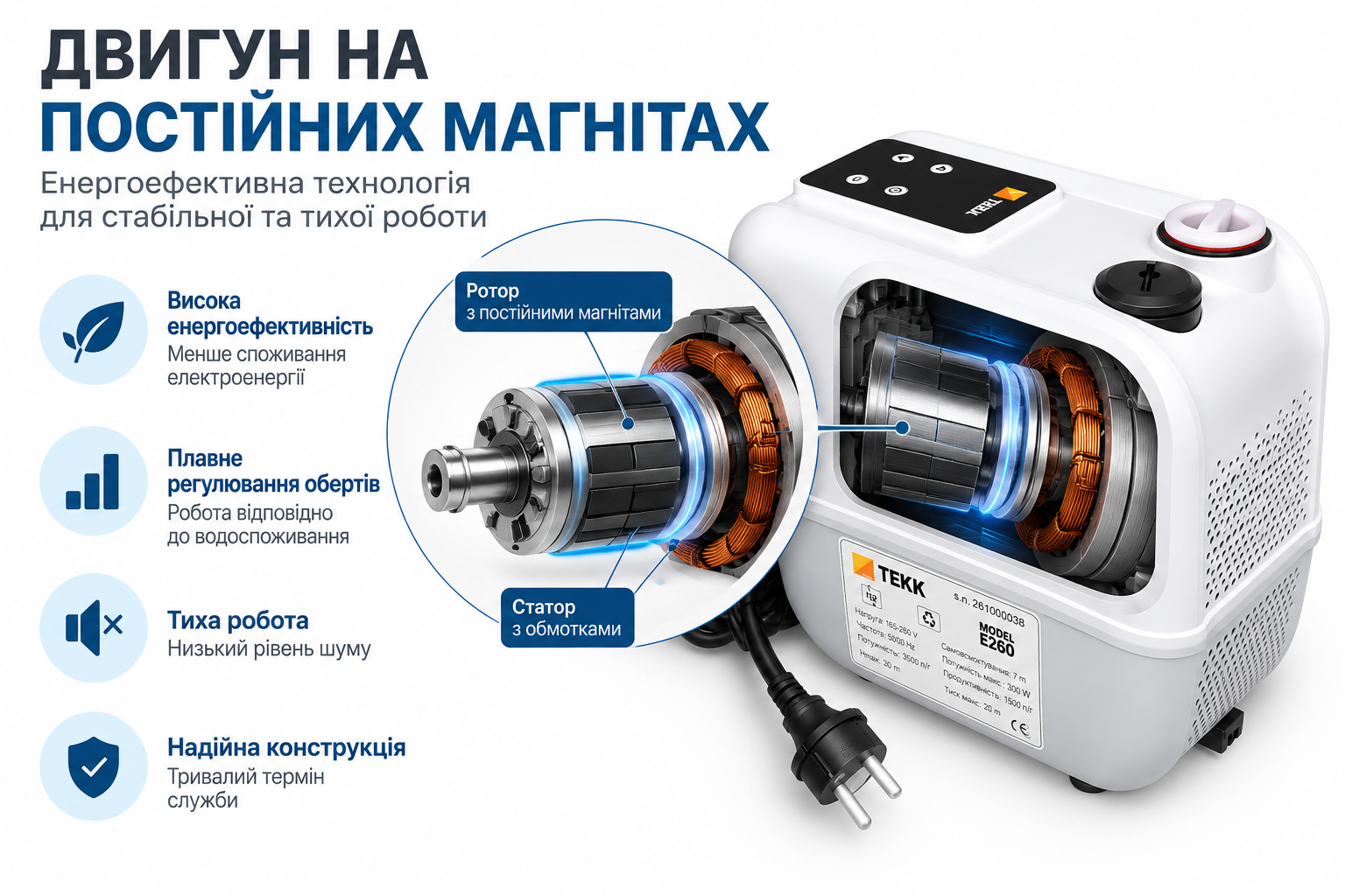 Двигун на постійних магнітах насосної станції TEKK HAUS E260